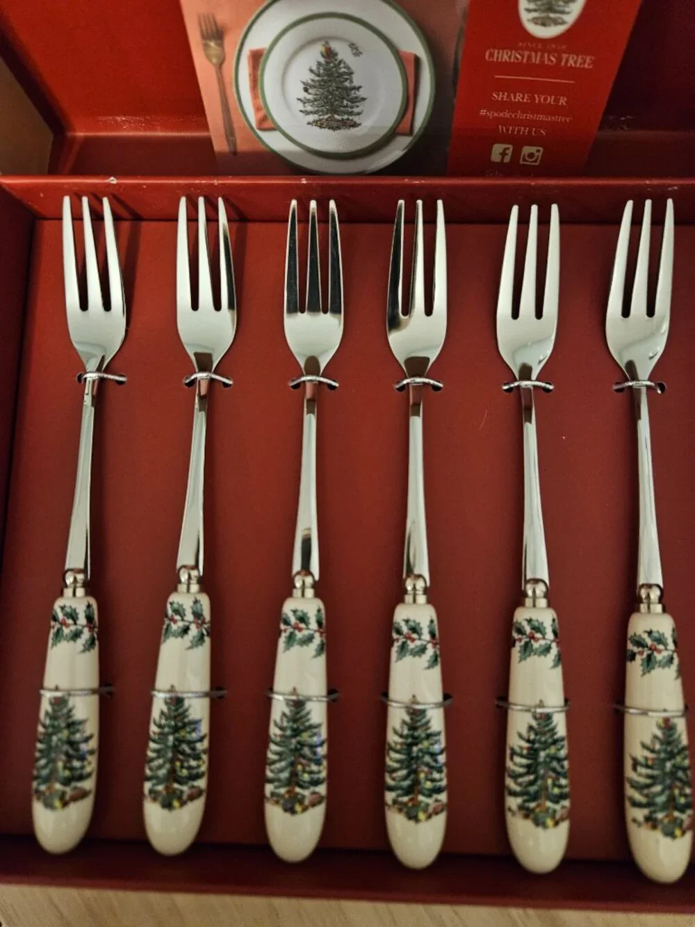 Spode Christmas Tree Set of 6 Pastry Forks